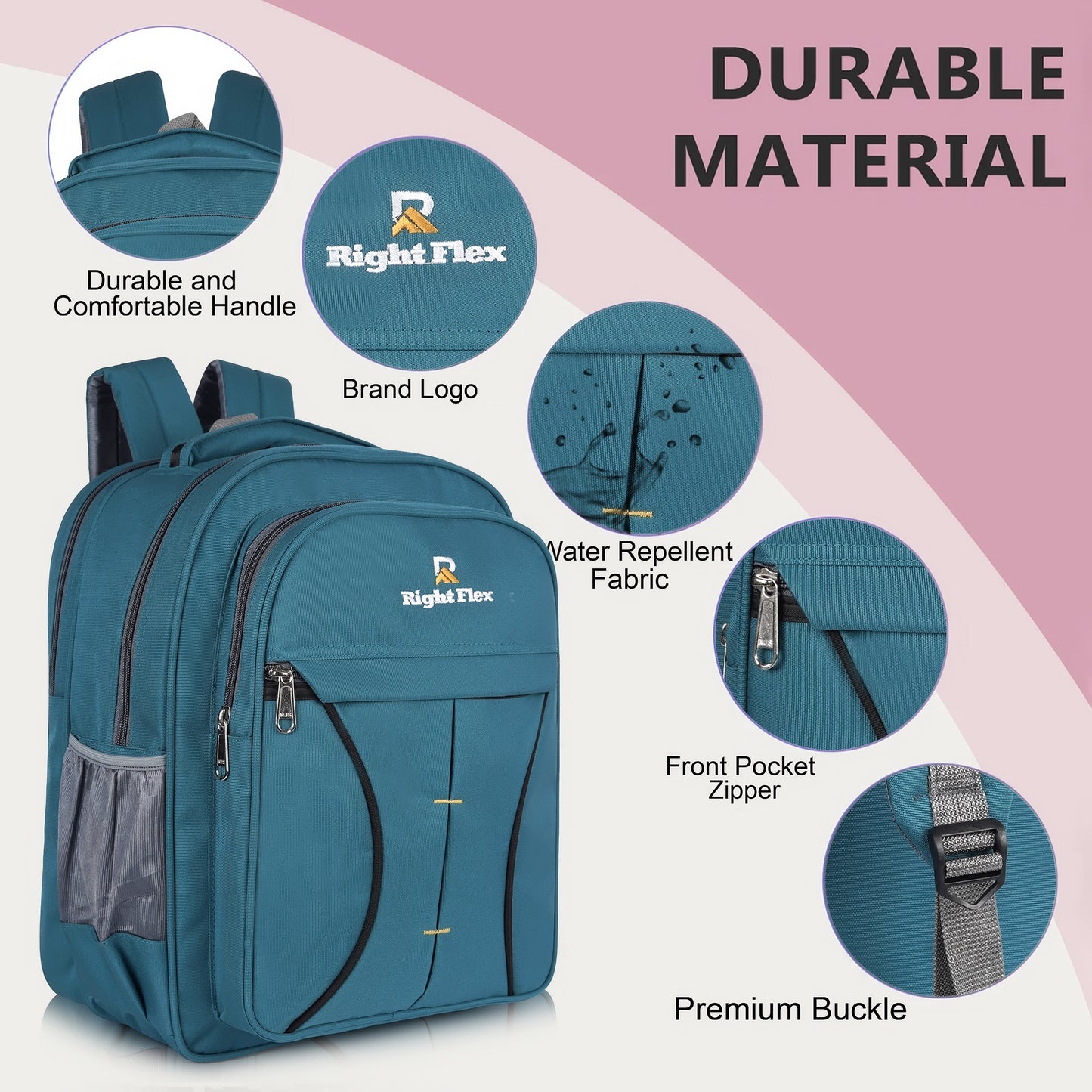 Right Flex Medium 30 L Backpack School bag for Class 2 to 5 Girls & Boys | 3 Compartments | Water-Resistant (Blue)