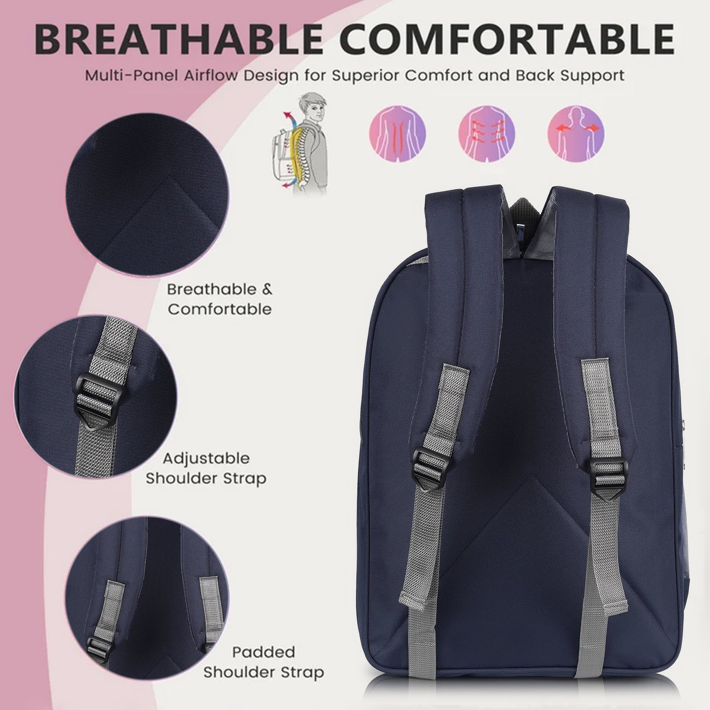 Right Flex Medium 30 L Backpack School bag for Class 2 to 5 Girls & Boys | 3 Compartments | Water-Resistant (Blue)
