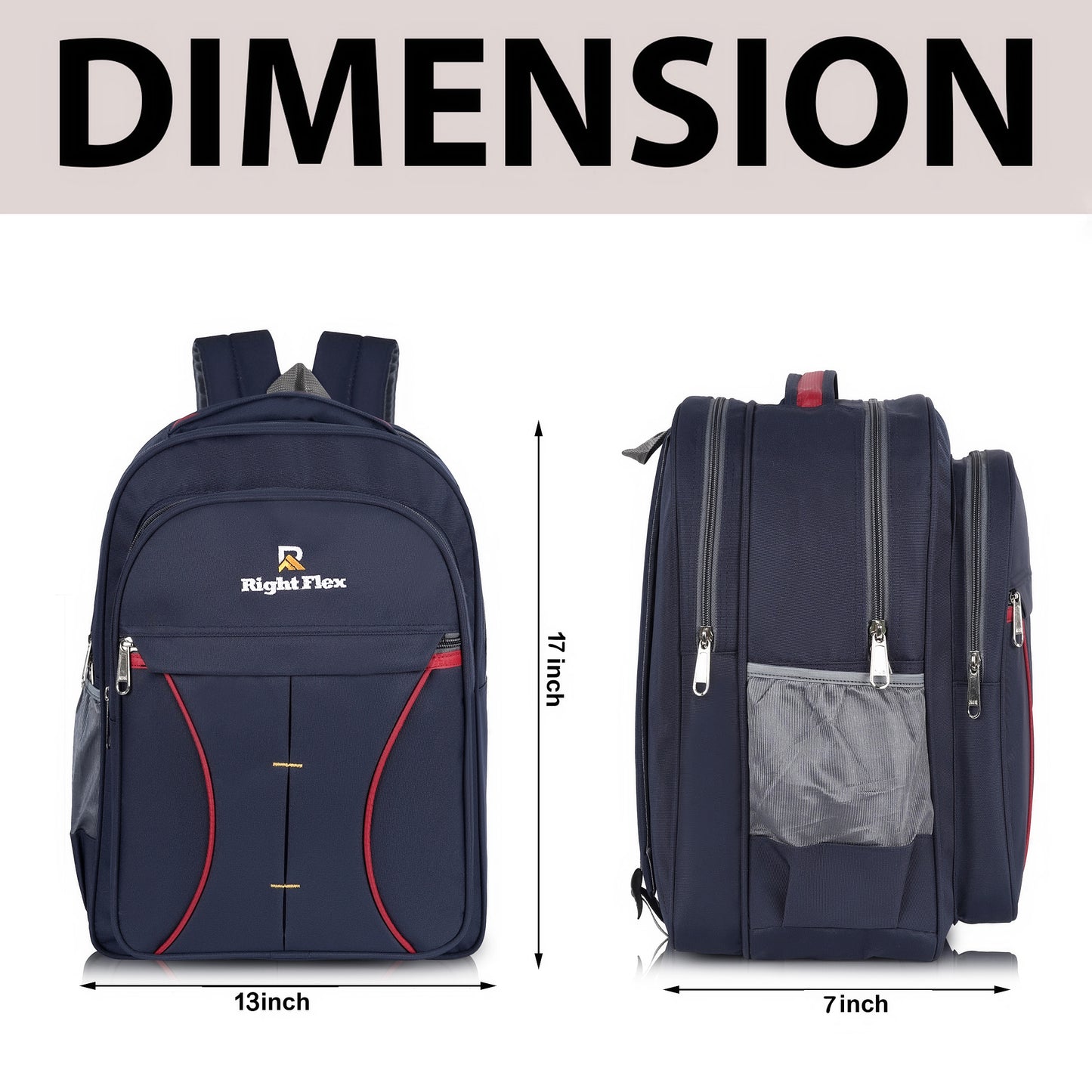 Right Flex Medium 30 L Backpack School bag for Class 2 to 5 Girls & Boys | 3 Compartments | Water-Resistant (Blue)