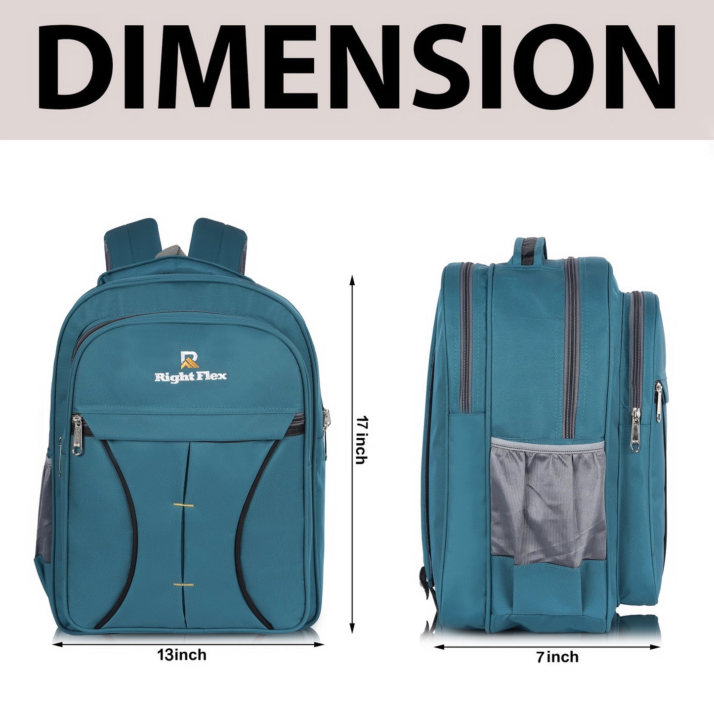 Right Flex Medium 30 L Backpack School bag for Class 2 to 5 Girls & Boys | 3 Compartments | Water-Resistant (Blue)