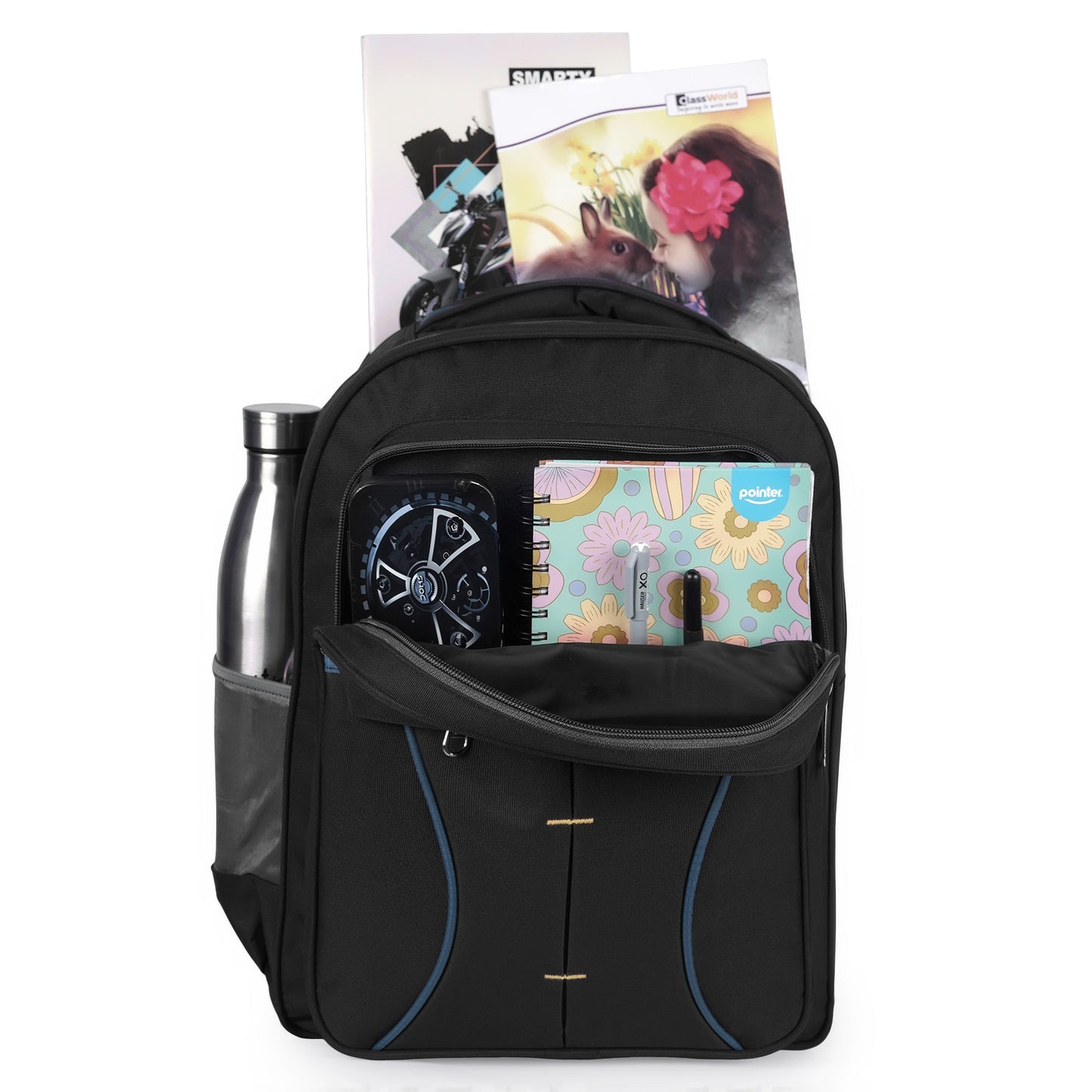 Right Flex Medium 30 L Backpack School bag for Class 2 to 5 Girls & Boys | 3 Compartments | Water-Resistant (Blue)